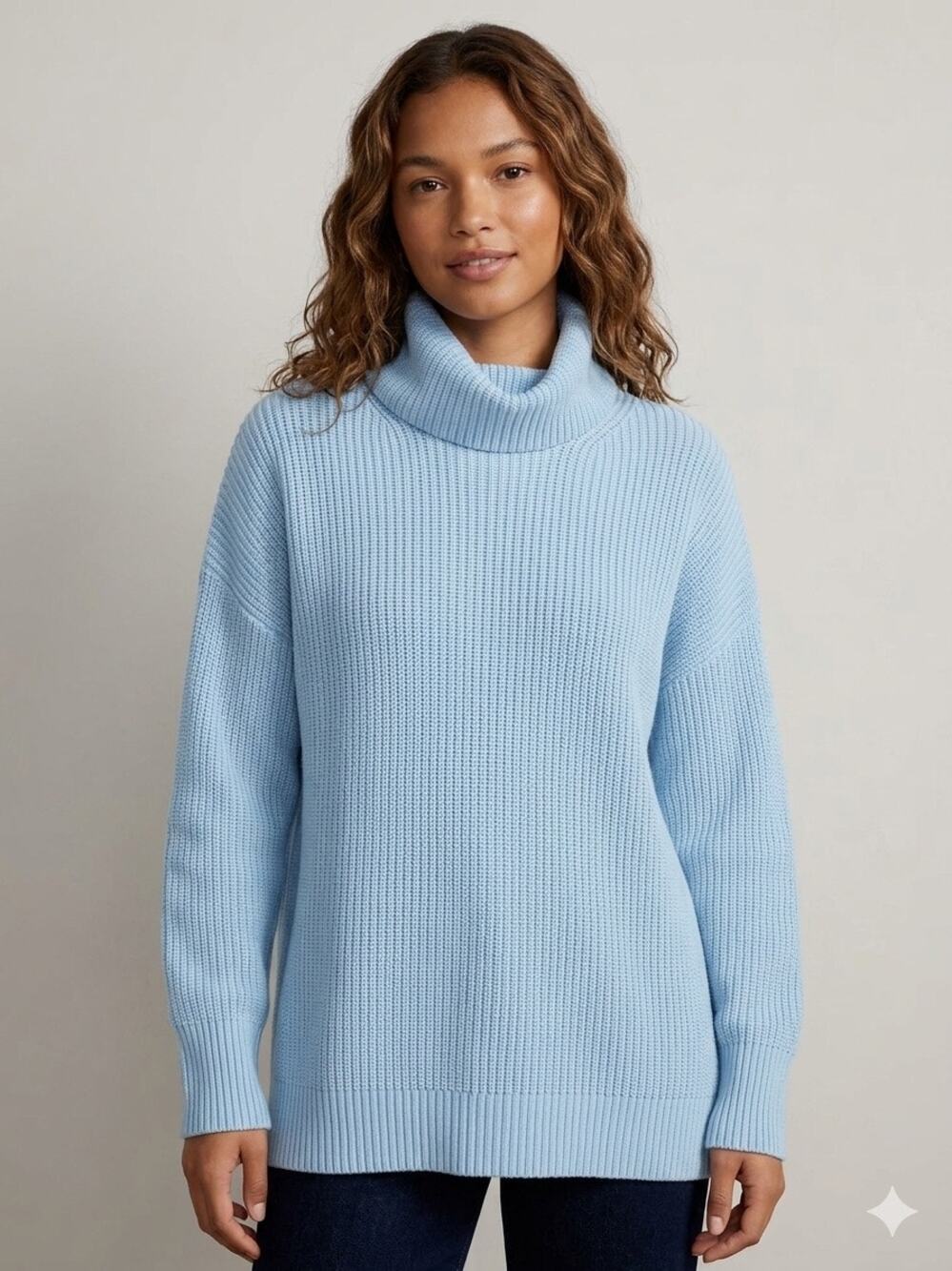 J.Crew Women's Cowlneck Sweater Light Powder Ice Blue Slouchy Turtleneck XL